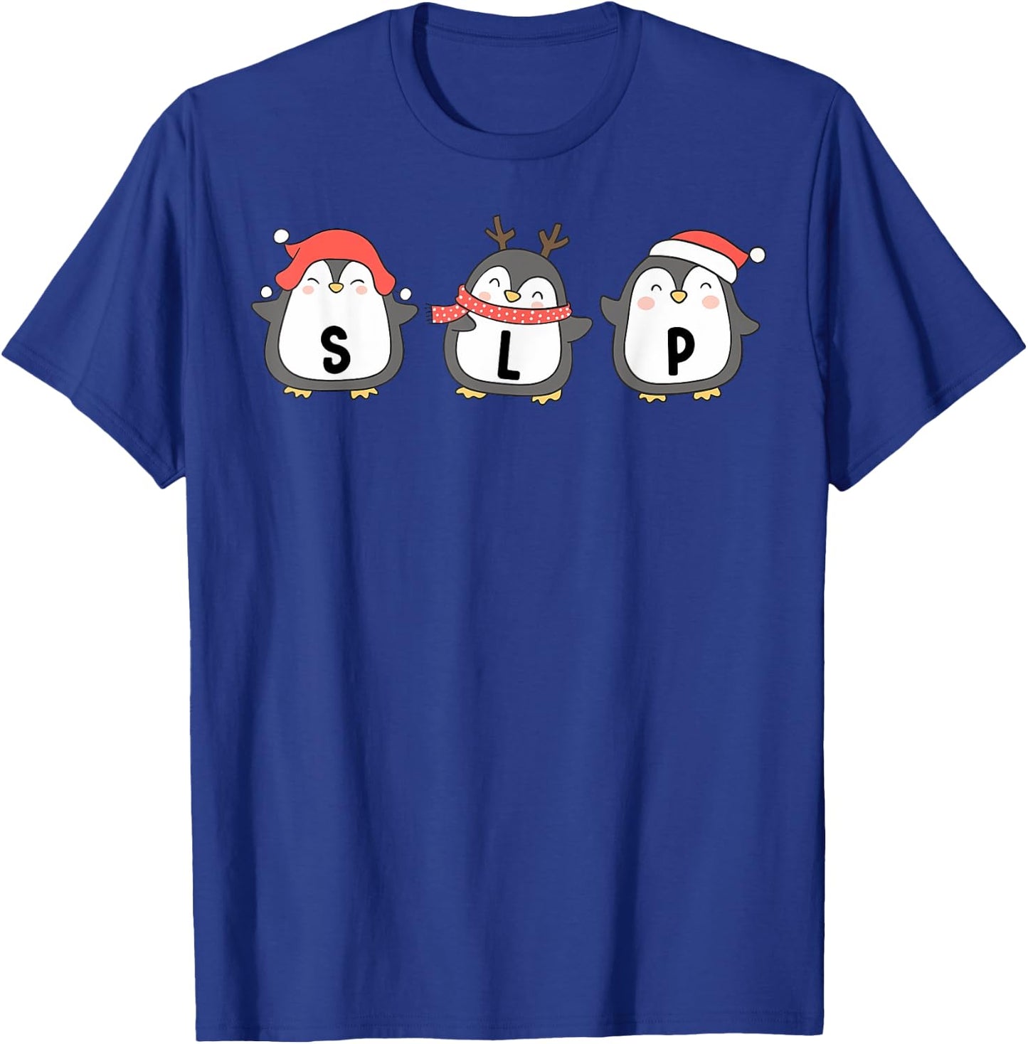 Cute Penguins SLP Christmas Speech Language Pathologist T-Shirt - T-Shirt | Royal