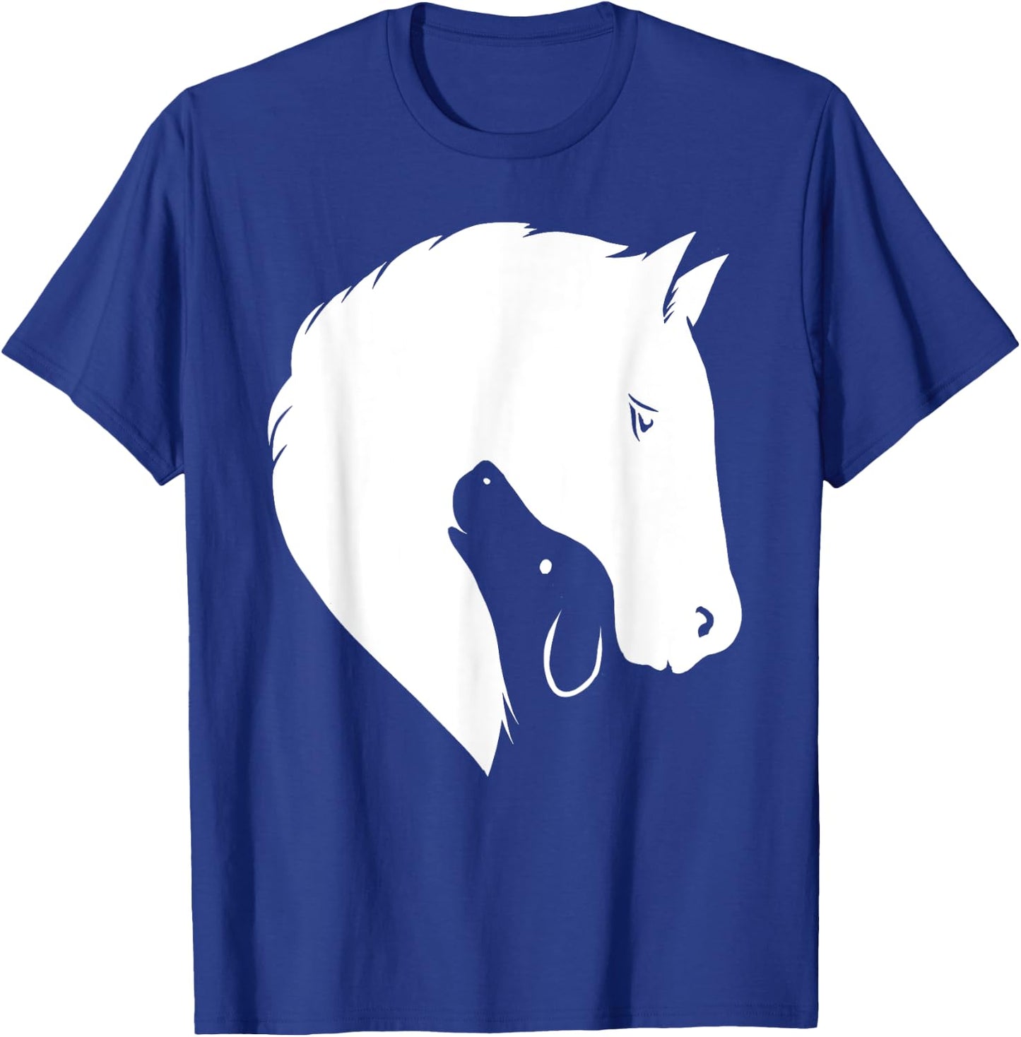 Horse Dog Silhouette Funny Equine Canine Animal Lover Outfit Women Kids T-Shirt - T-Shirt | Royal