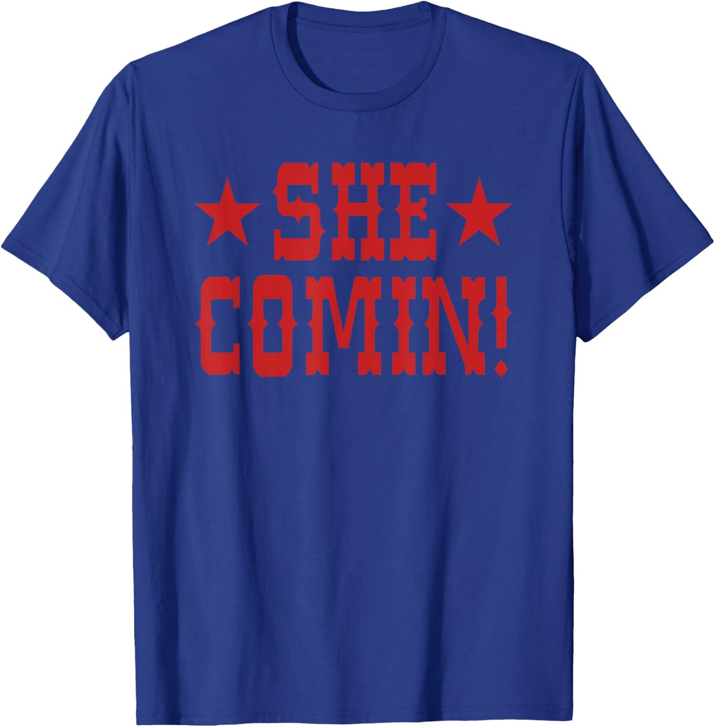 She Comin! Most Wanted Cowboy Cow Girl T-Shirt - T-Shirt | Royal