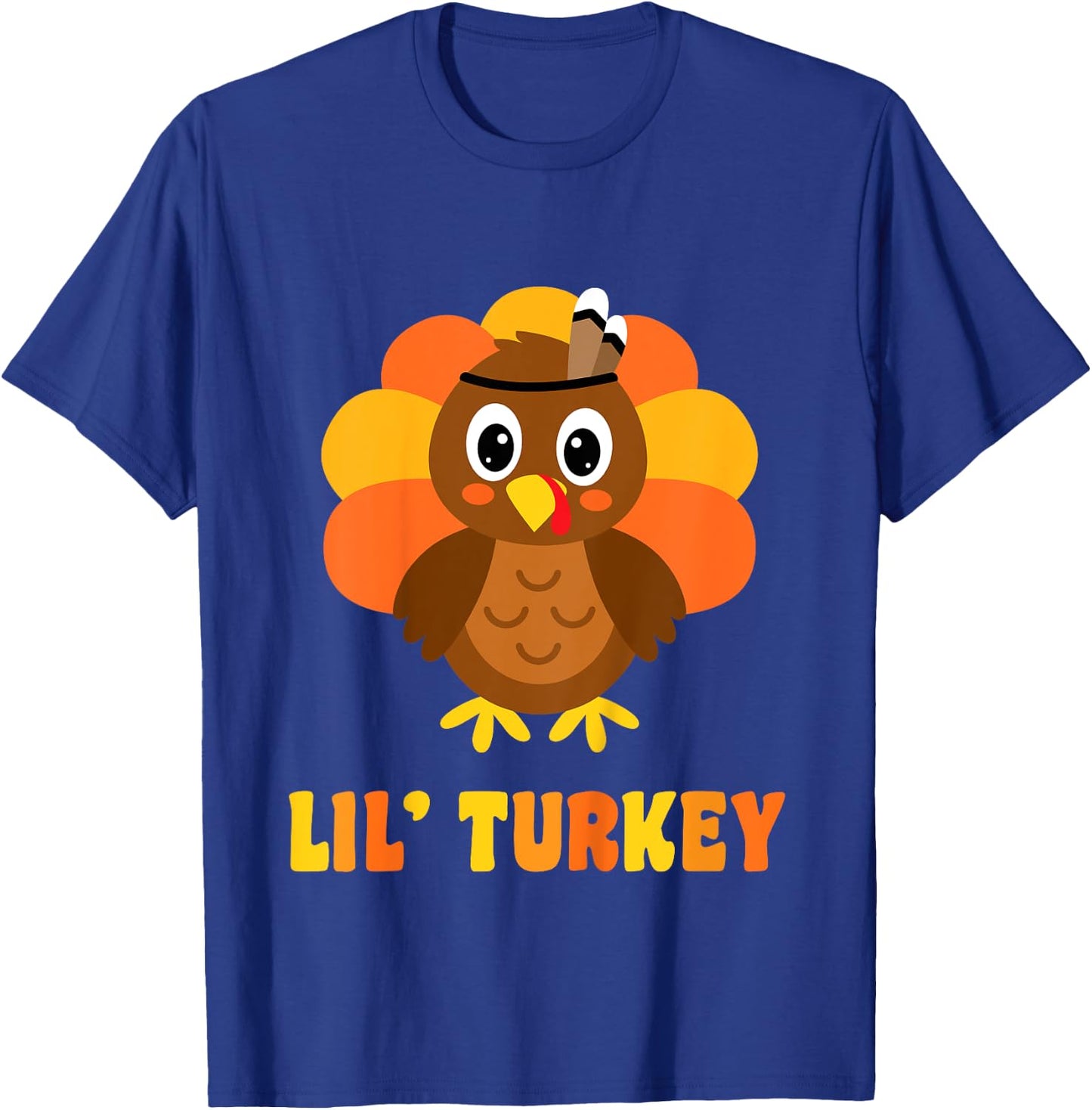 Kids Cute Lil Turkey Boy Thanksgiving T-Shirt - T-Shirt | Royal