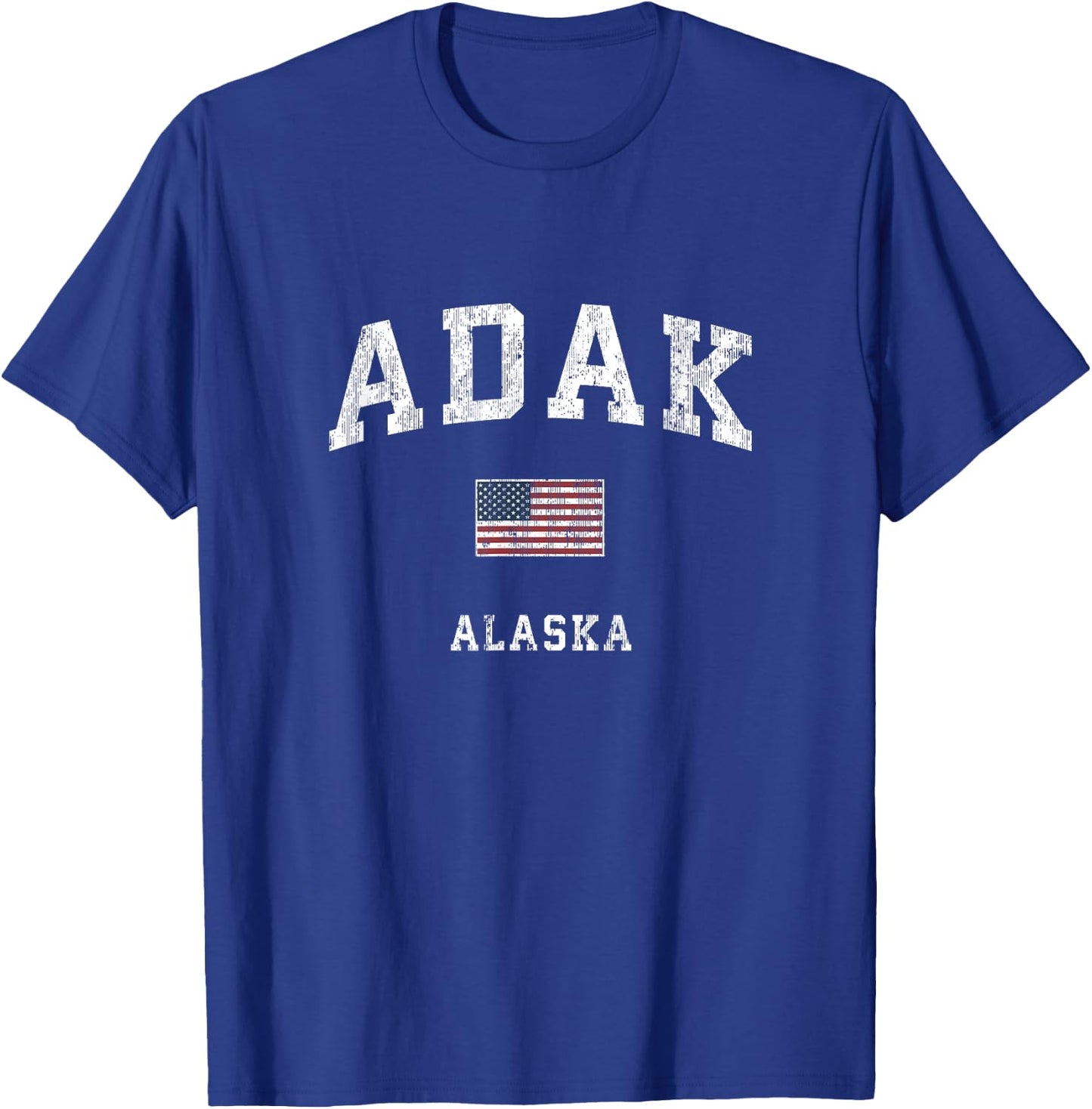 Adak Alaska AK Vintage American Flag Sports Design T-Shirt - T-Shirt | Royal