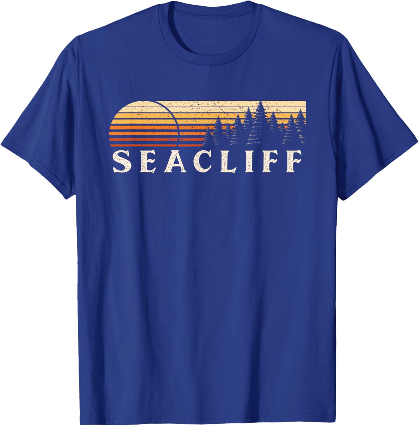 Seacliff, CA Vintage Evergreen Sunset Eighties Retro T-Shirt - T-Shirt | Royal