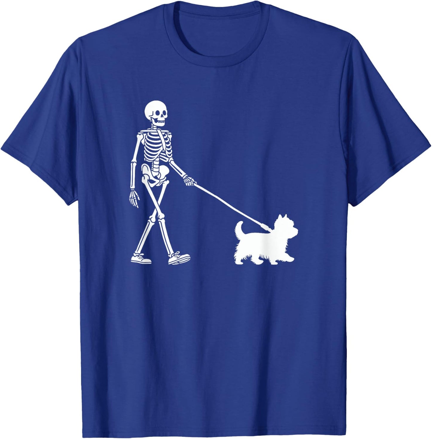 Skeleton Walking a Dog Westie Halloween Outfit Women Kids T-Shirt - T-Shirt | Royal