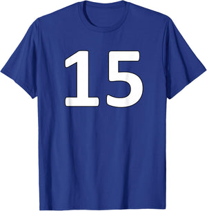 Number 15 Sports Jersey For Teams, Players, and Fans T-Shirt - T-Shirt | Royal