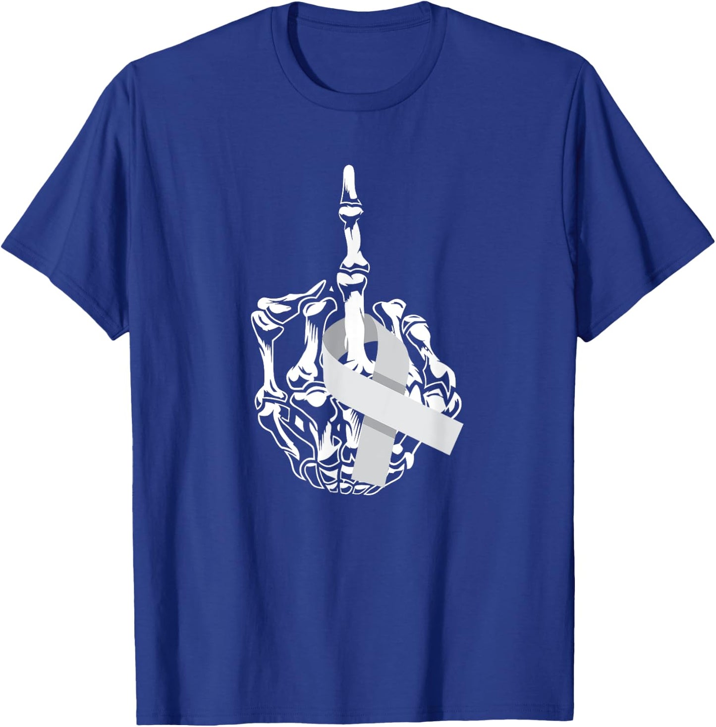 Fuck Brain Cancer Middle Finger Grey Ribbon Brain Cancer T-Shirt - T-Shirt | Royal