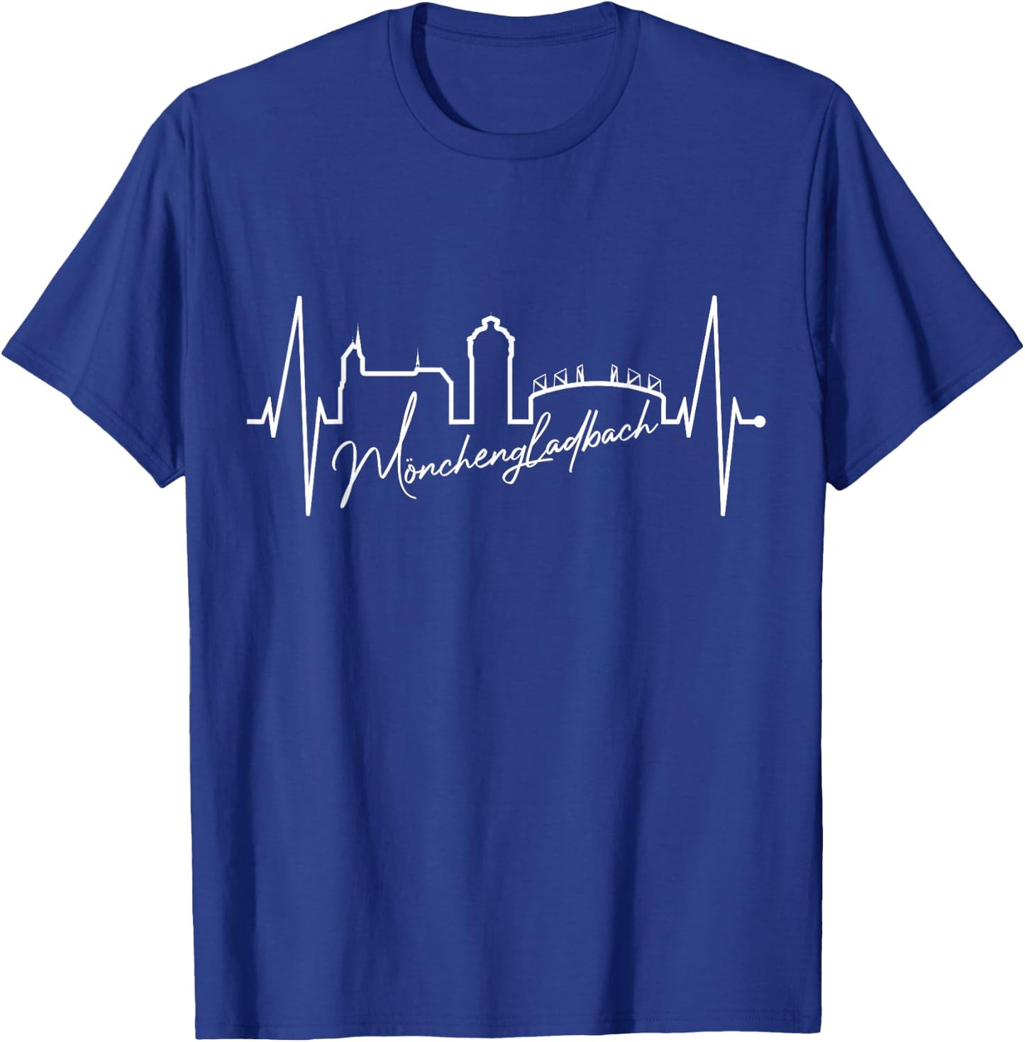 Mönchengladbach Skyline Heartbeat Fan Love Mönchengladbach , black T-Shirt - T-Shirt | Royal