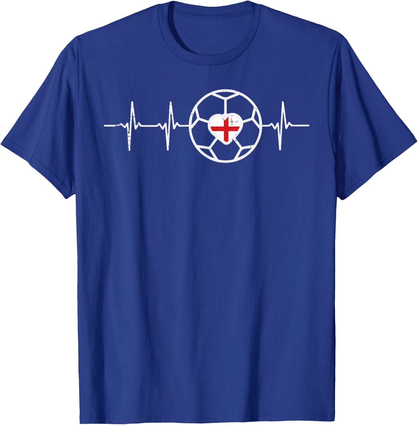 Heartbeat England Flag Soccer Football Fan Men Women Kids T-Shirt - T-Shirt | Royal