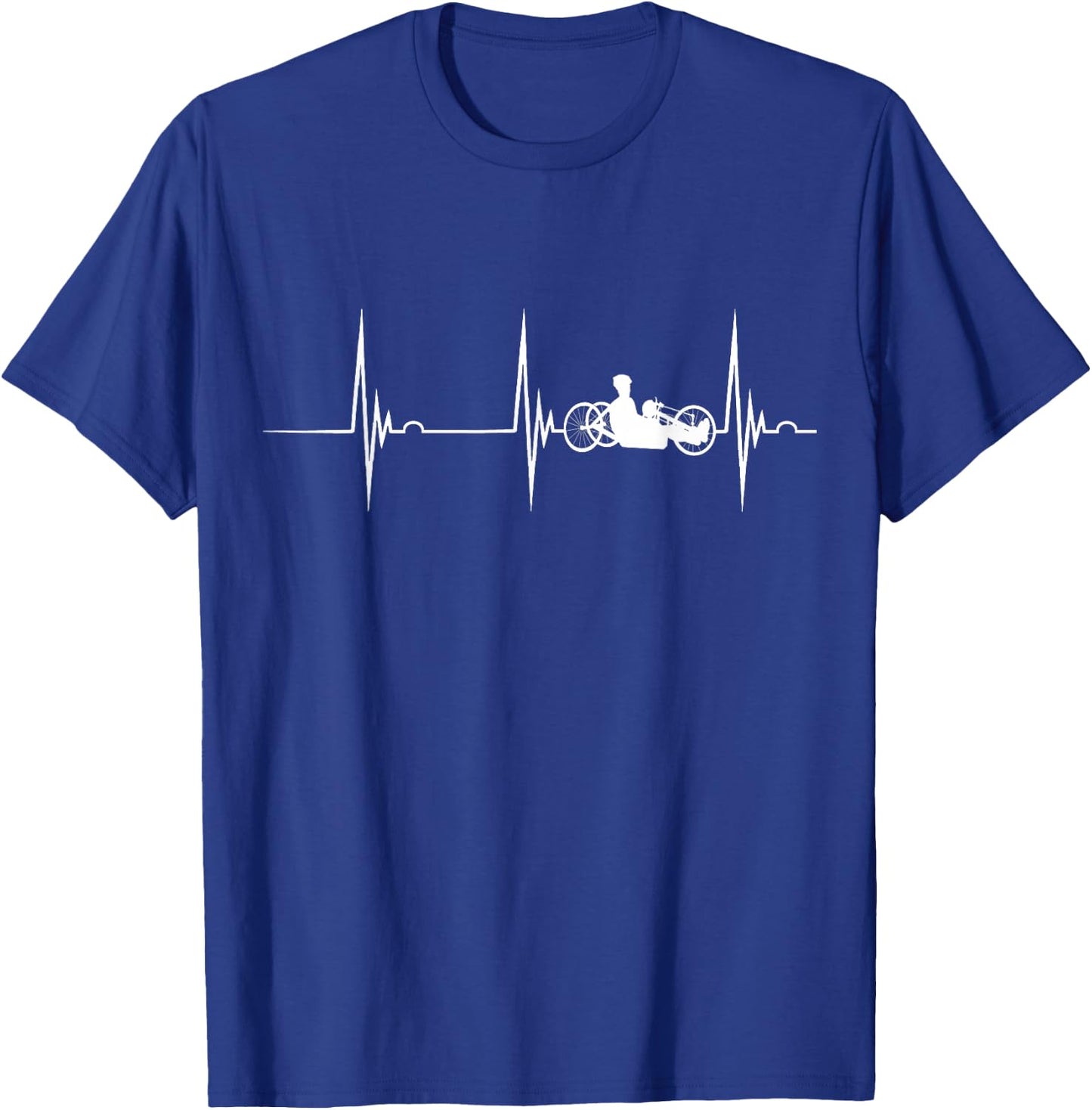 Recumbent Bike Heartbeat EKG Pulse Recumbent Trike Cyclist T-Shirt - T-Shirt | Royal