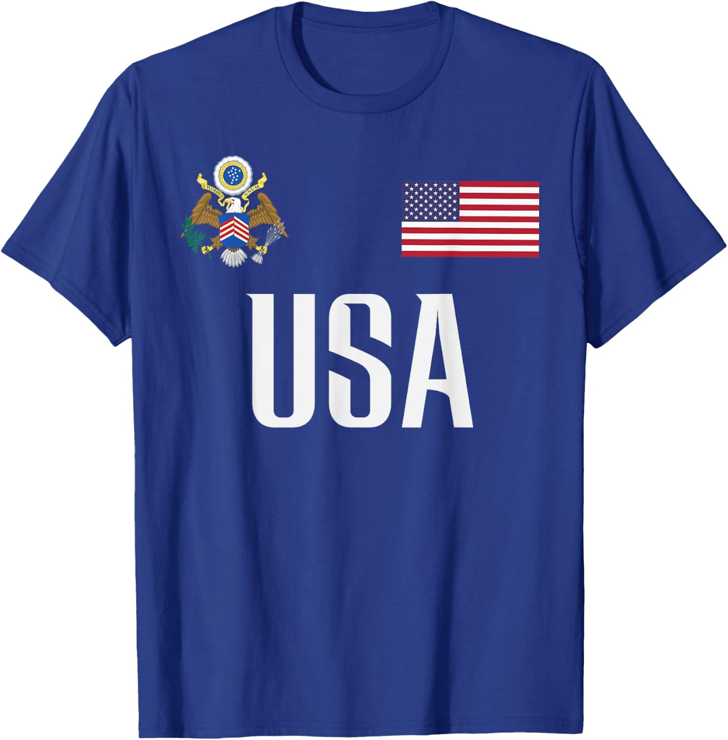 USA America Flag Football Soccer Fan Men Women Kids T-Shirt - T-Shirt | Royal