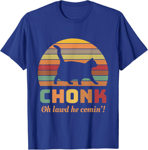 Chonk Cat Scale Meme Retro Oh lawd he comin' Memes Women Girls Kids T-Shirt - T-Shirt | Royal