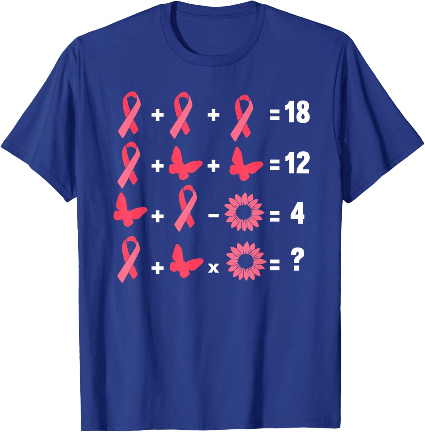 Math Equation Breast Cancer Awareness Teacher Pink Ribbon Men Women Girls Kids T-Shirt - T-Shirt | Royal