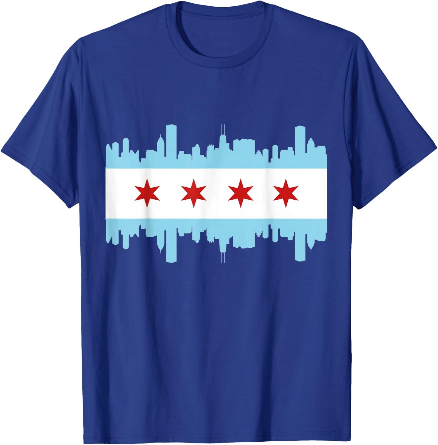 Chicago Flag Skyline Pride Illinois Vintage T-Shirt - T-Shirt | Royal