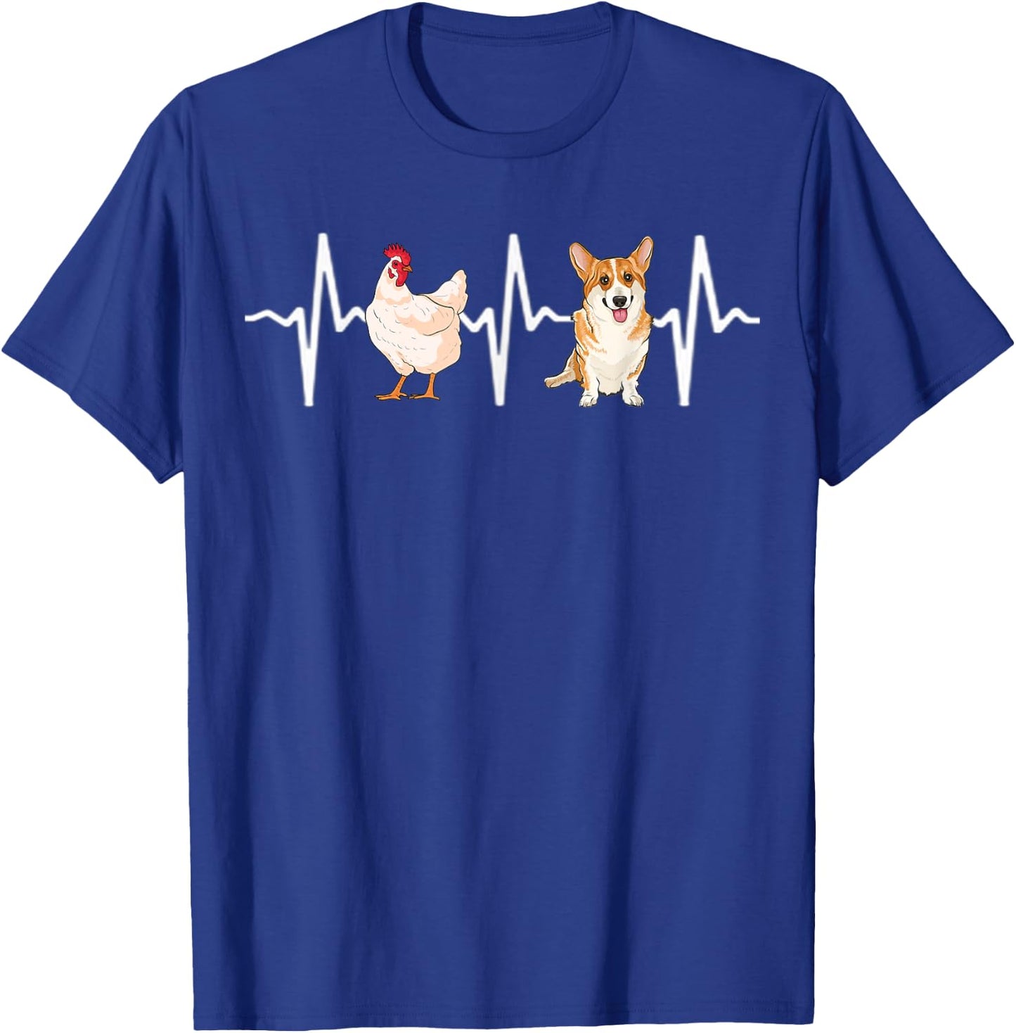 Hen Chicken Pembroke Welsh Corgi Heartbeat Dog Lover T-Shirt - T-Shirt | Royal