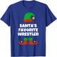 Santas Favorite Wrestler Hat Christmas Funny Pj Wrestling T-Shirt - T-Shirt | Royal