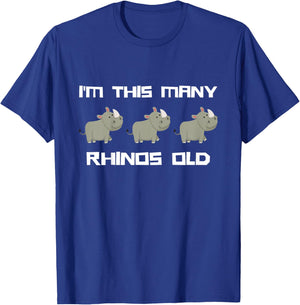 I'm This Many Rhinos Old - Rhino 3rd Birthday 3 Years Old T-Shirt - T-Shirt | Royal