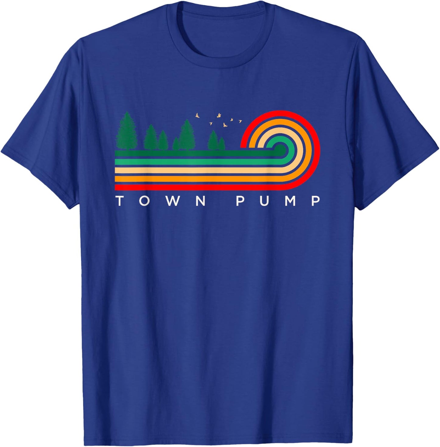 Evergreen Vintage Stripes Town Pump, New York T-Shirt - T-Shirt | Royal