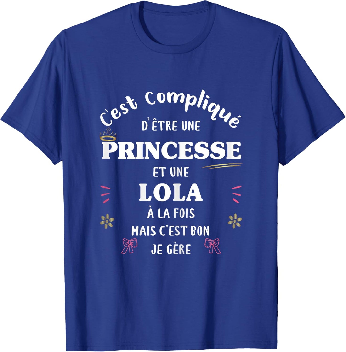 Women's Princess Funny Christmas Gift Personalised Name Lola , Black, Female X-Small T-Shirt - T-Shirt | Royal
