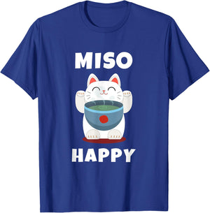 Miso Happy Cute Japanese Food Art Anime Cat Miso Happy T-Shirt - T-Shirt | Royal