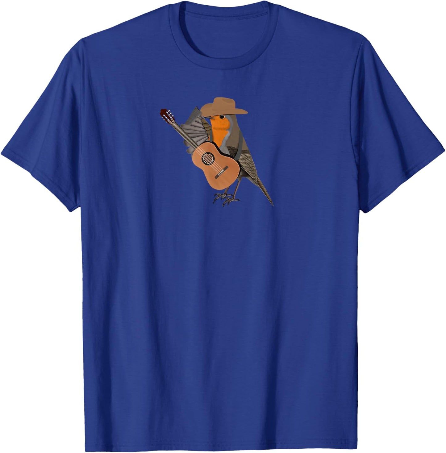 Robin Bird with Cowboy Hat and Guitar Country Music T-Shirt - T-Shirt | Royal