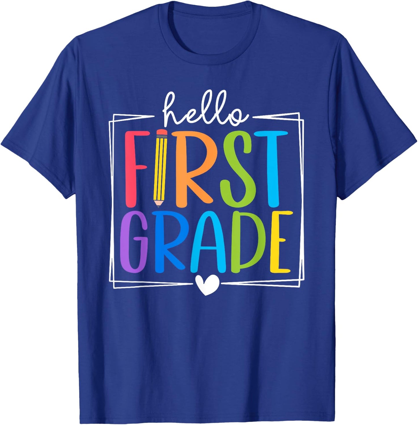 Hello First Grade Team 1st Grade Back to School Teacher Kids T-Shirt - T-Shirt | Royal