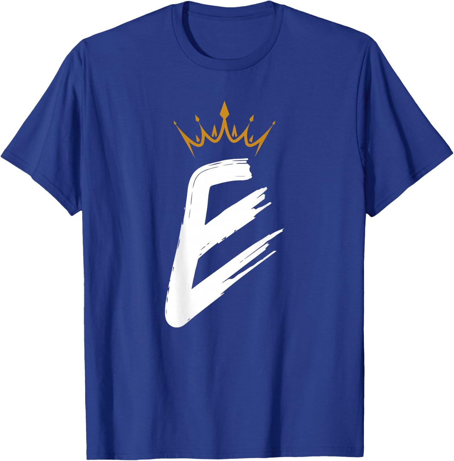 Queen King Letter E - BACKSIDE Letter With Crown Alphabet T-Shirt - T-Shirt | Royal