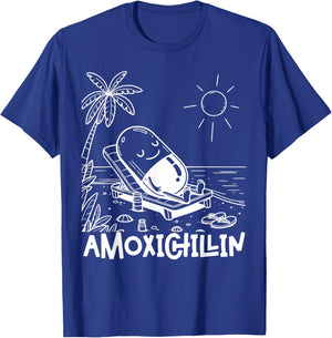 Amoxichillin Funny Pill Beach Vacation Pharmacy Technician T-Shirt - T-Shirt | Royal