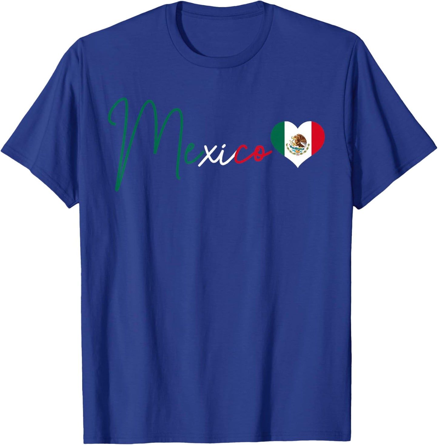 Mexico Mexican Flag Vintage Pride Mexico Heart T-Shirt - T-Shirt | Royal