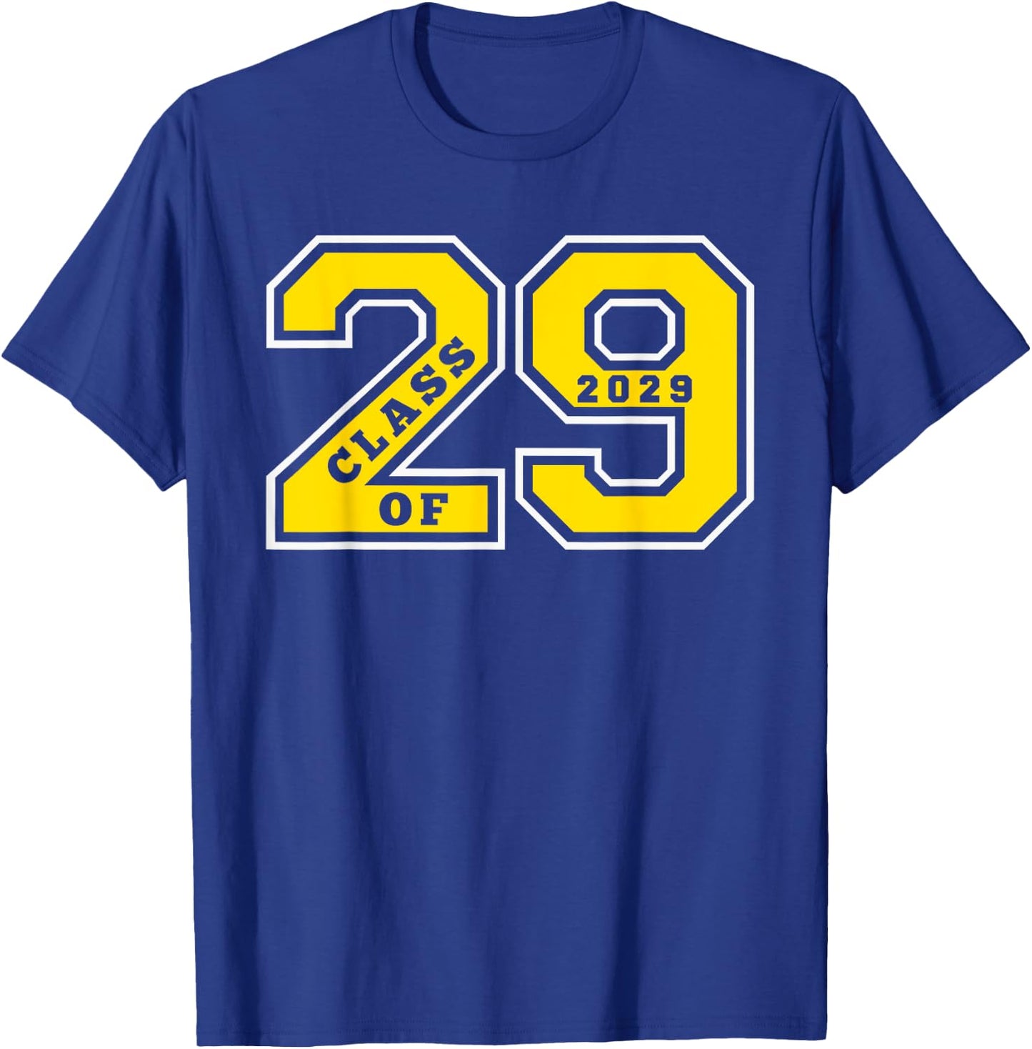 Class of 2029 - Letterman Style Gold Swag Class of 29 Gift 2 T-Shirt - T-Shirt | Royal