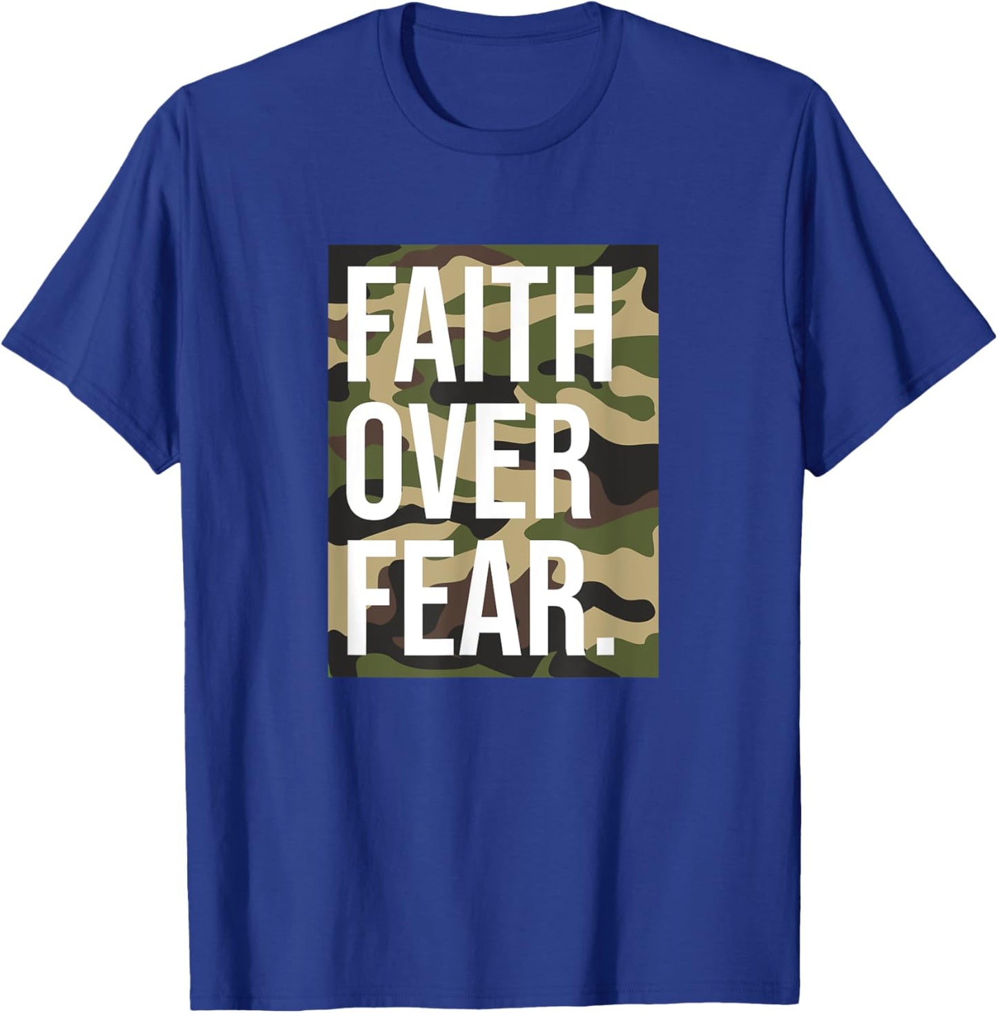 Faith Over Fear Christian Prayer Retro Camouflage Camo T-Shirt - T-Shirt | Royal