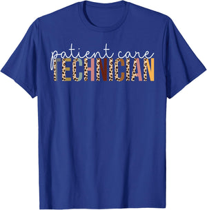 Leopard Patient Care Technician Appreciation Gift T-Shirt - T-Shirt | Royal