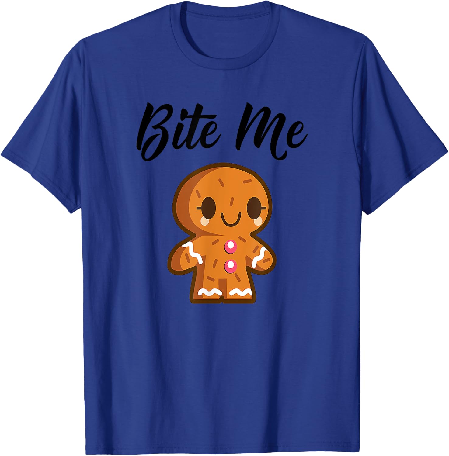 Gingerbread Man Christmas Bite Me Humorous Holiday T-Shirt - T-Shirt | Royal