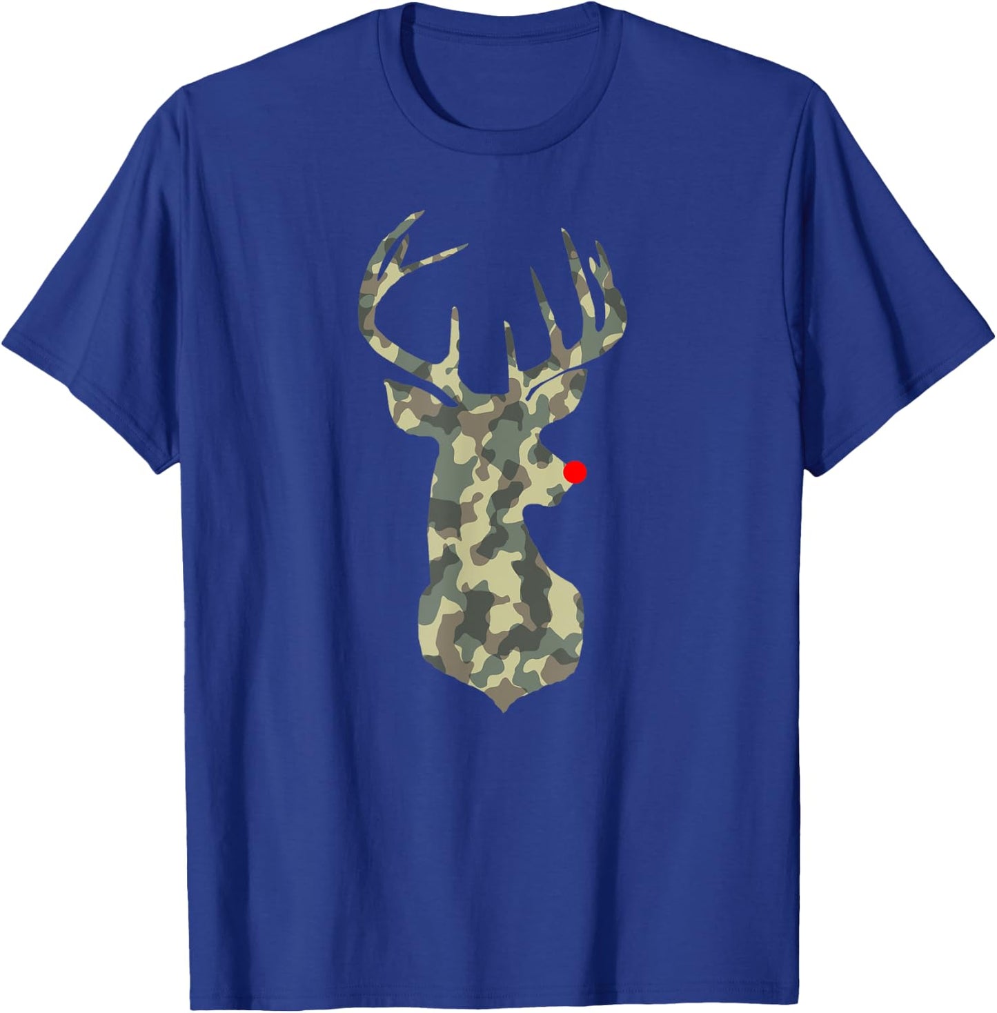 Christmas Holiday Rudolf Reindeer Red Nose camo hunting T-Shirt - T-Shirt | Royal