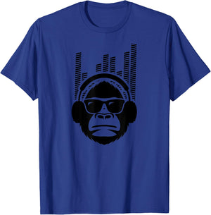 Solid Jammin Monkey Rockin Headphones Shades T-Shirt - T-Shirt | Royal
