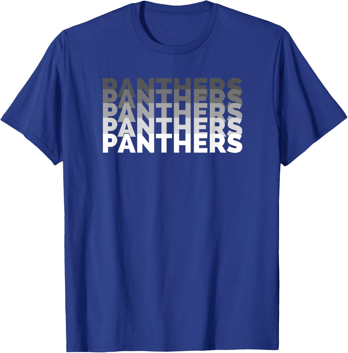 Panther repeat white gray text High School Spirit Fan Wear T-Shirt - T-Shirt | Royal