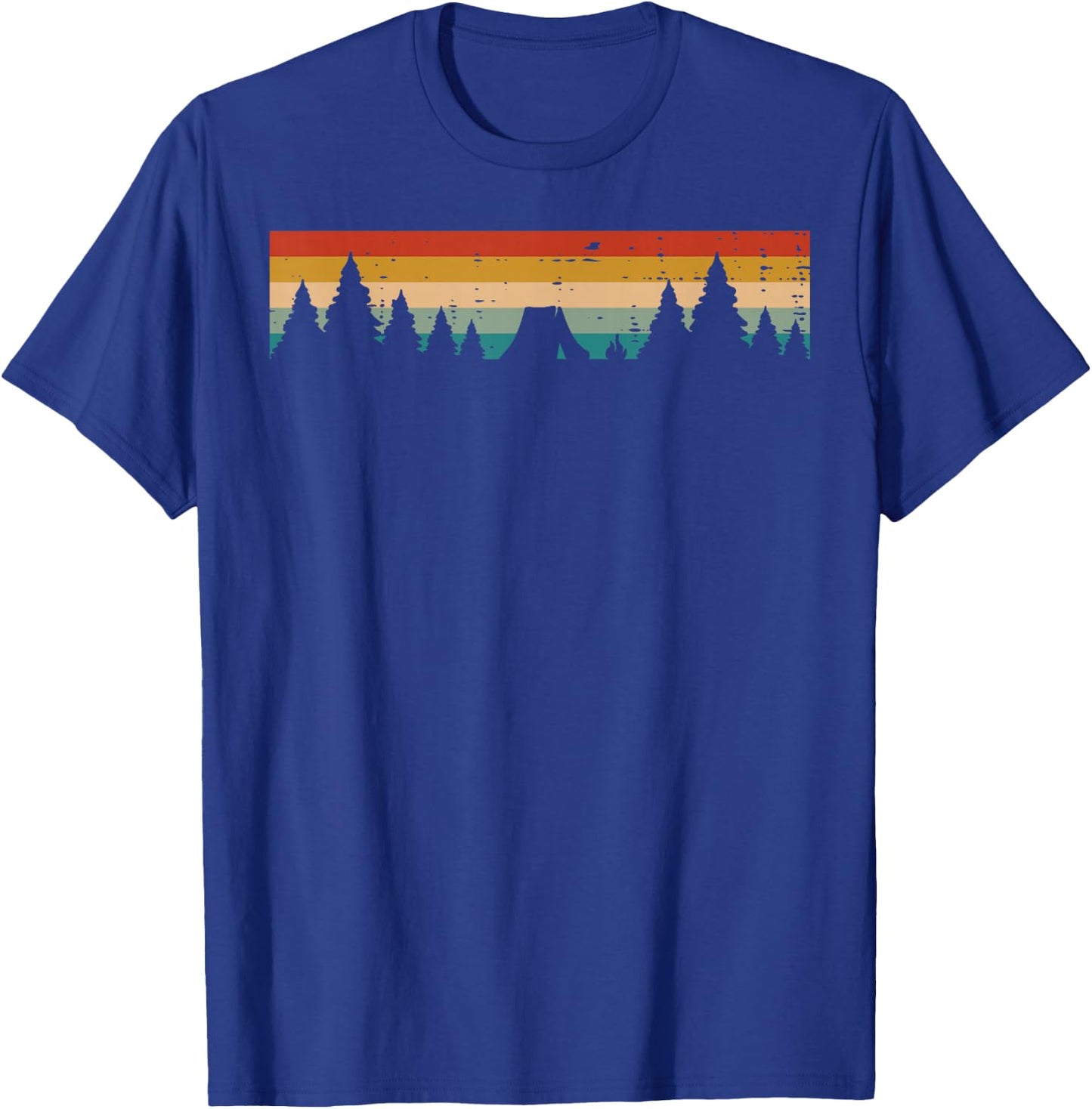 Tent Trees Sunset Retro Nature Camper Men Women Kids Boys T-Shirt - T-Shirt | Royal