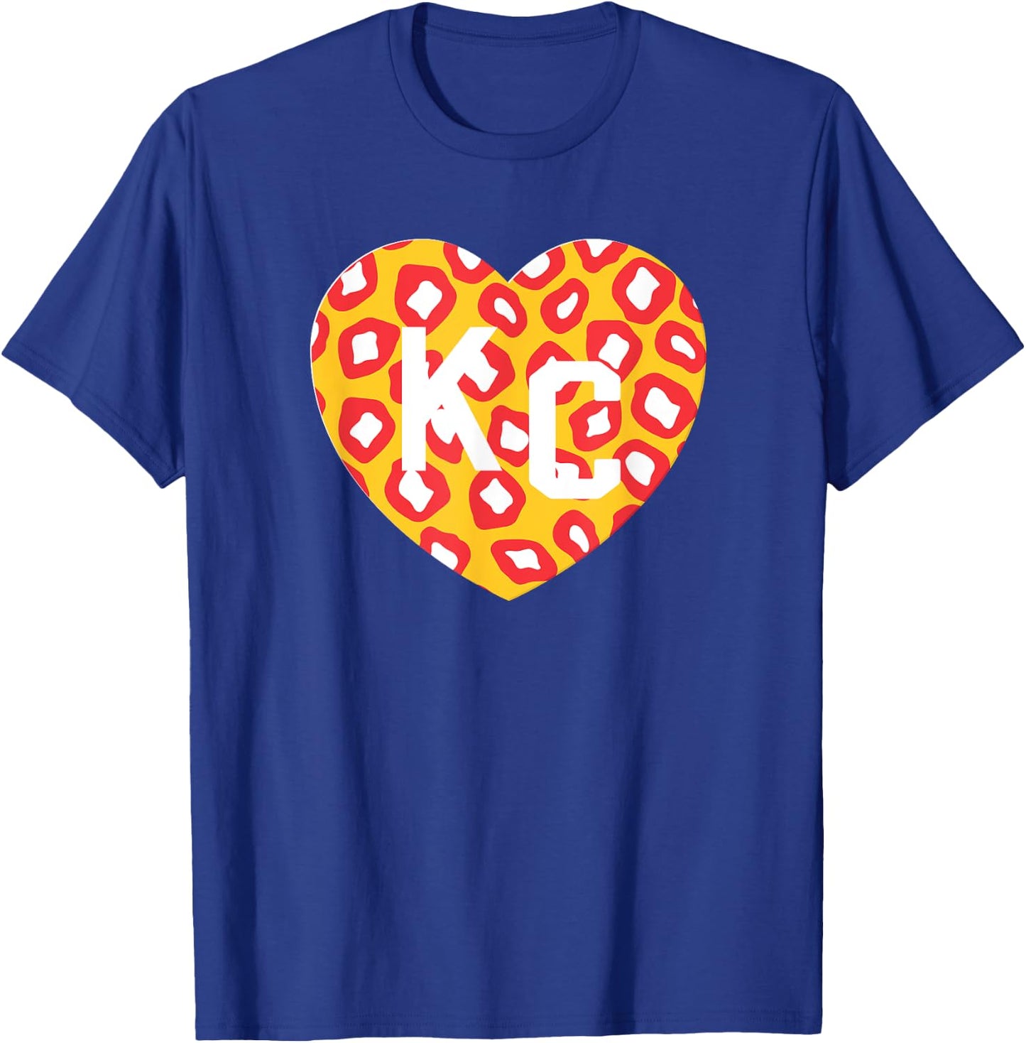 KC Heart Red/Yellow Animal Print Kansas City Hearts Kc Heart T-Shirt - T-Shirt | Royal