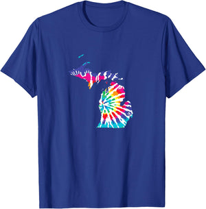Michigan is Home Tie Dye State Pride T Shirt T-Shirt - T-Shirt | Royal