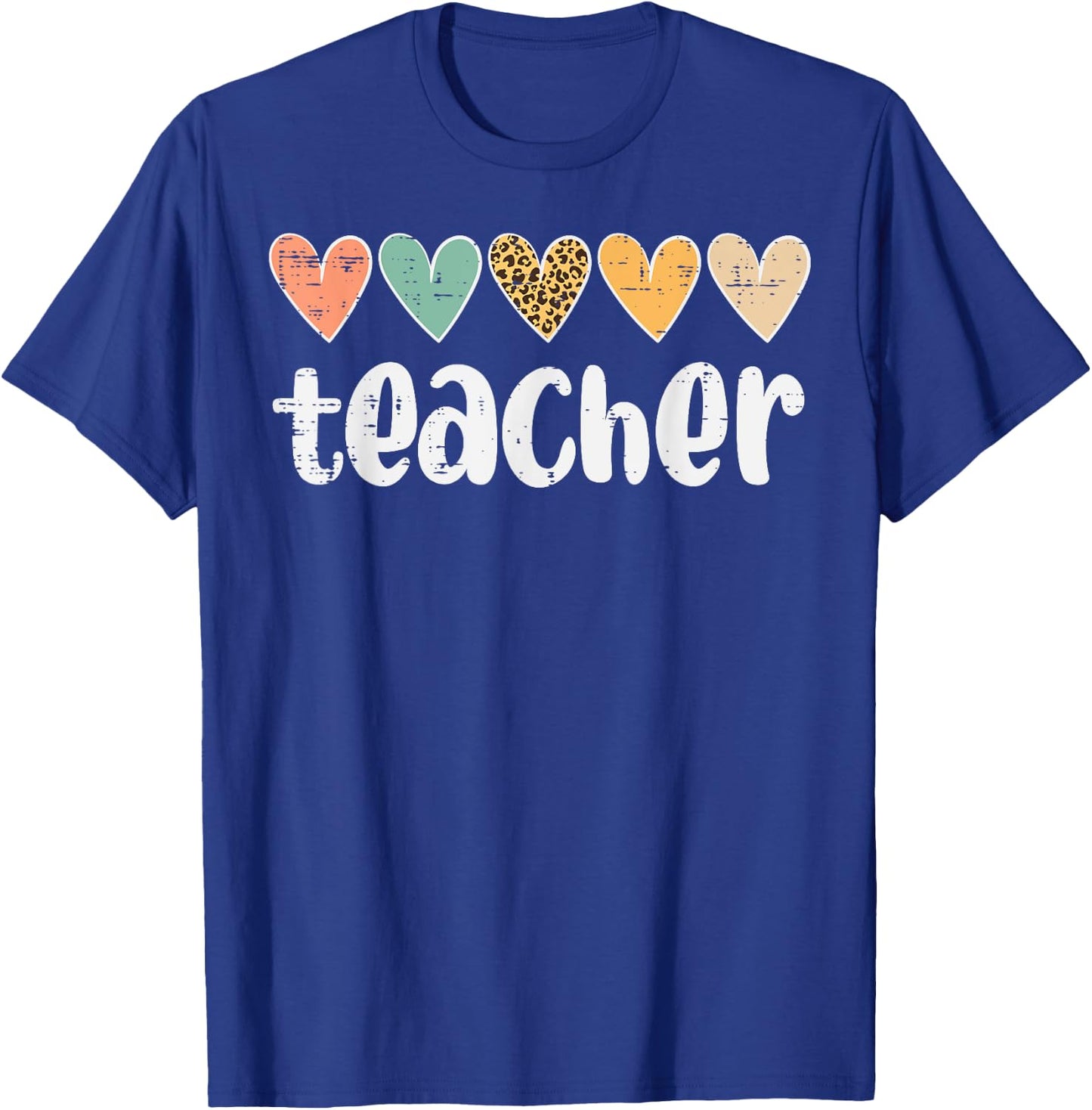 Teacher Hearts Leopard Love Appreciation Educator Women T-Shirt - T-Shirt | Royal