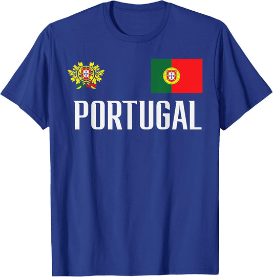 Portugal Flag Portuguese Football Soccer Fan Men Women Kids T-Shirt - T-Shirt | Royal