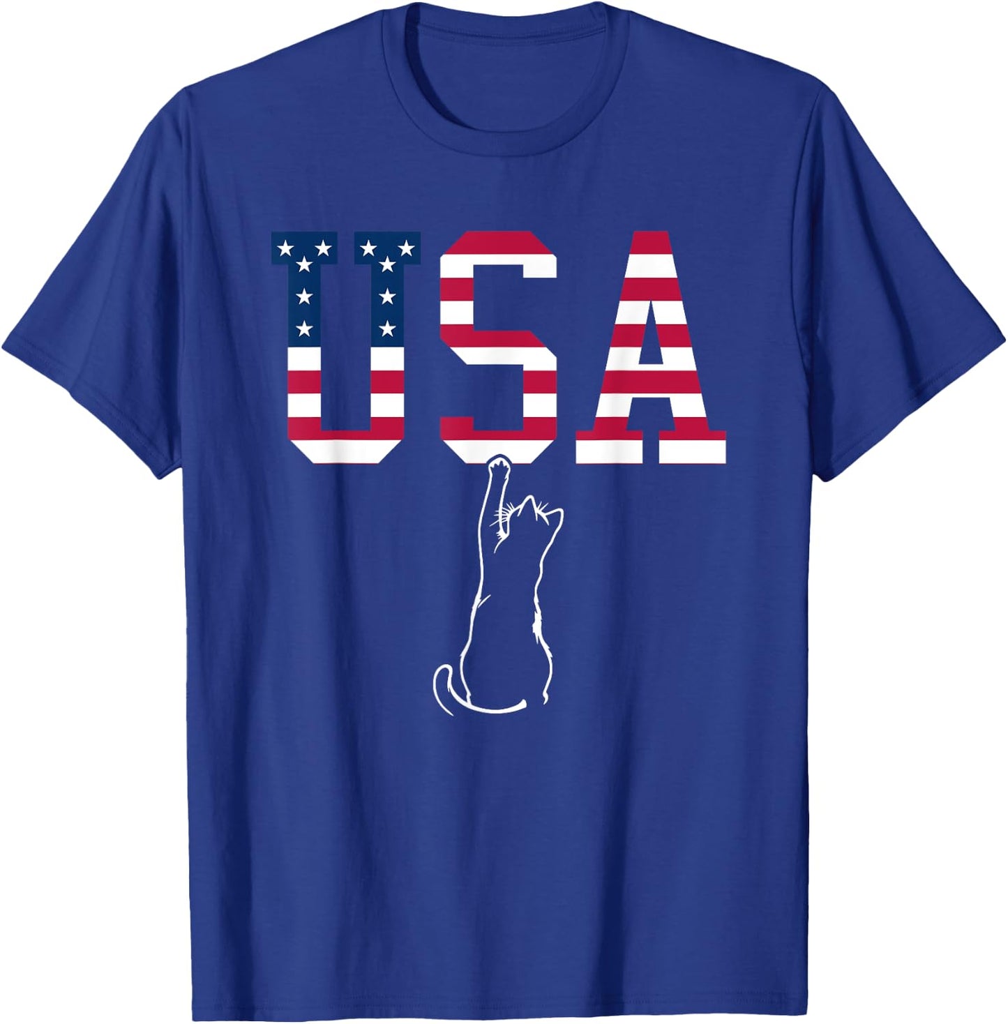 Funny USA Cat Shirt | Funny USA Shirt | USA Kitten T-Shirt - T-Shirt | Royal
