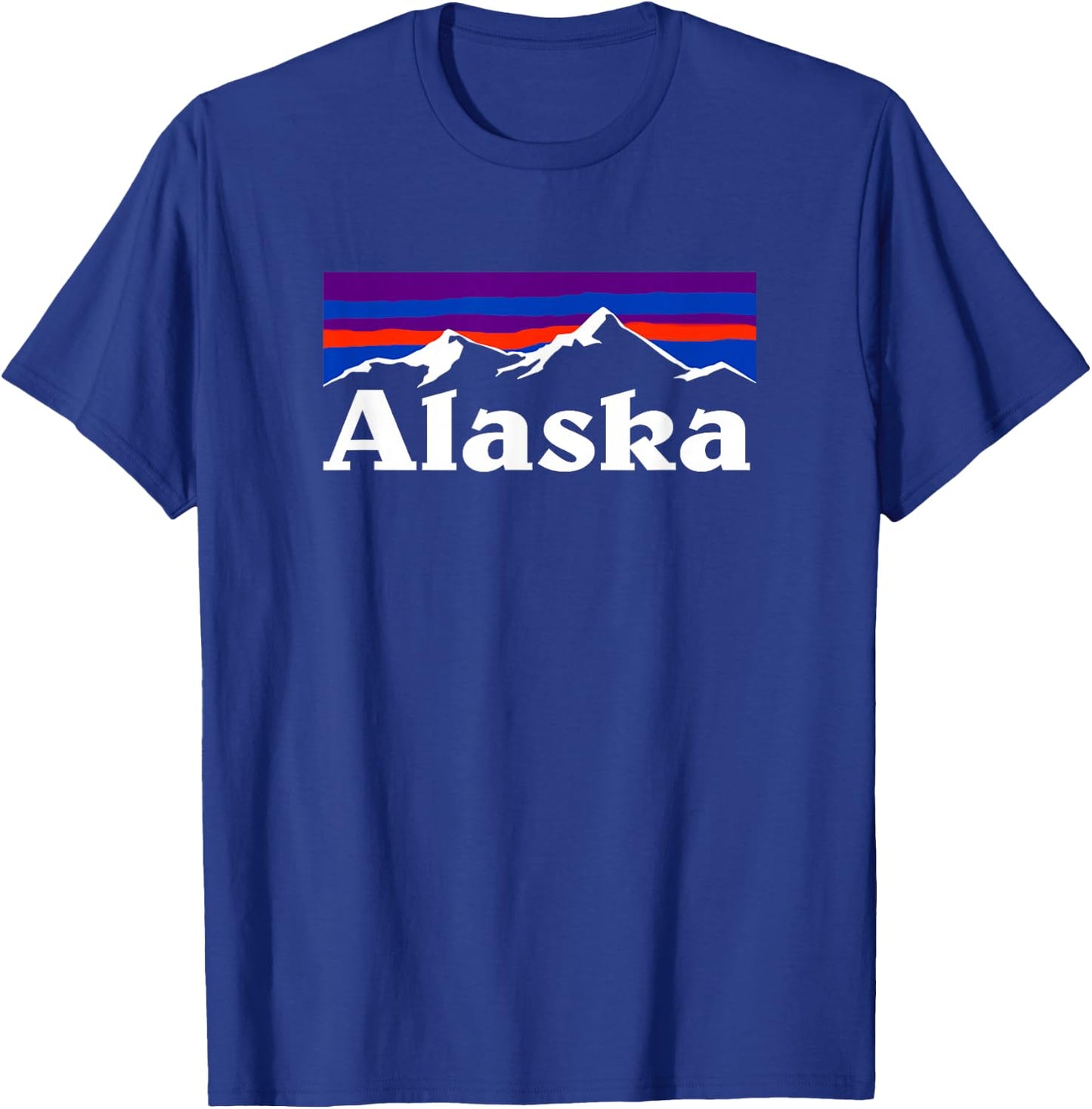 Alaska Retro Vintage Mountains & Outdoors Wilderness State T-Shirt - T-Shirt | Royal