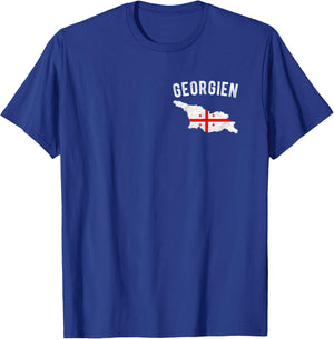 Georgia Flag in the Outline of Georgia , black T-Shirt - T-Shirt | Royal
