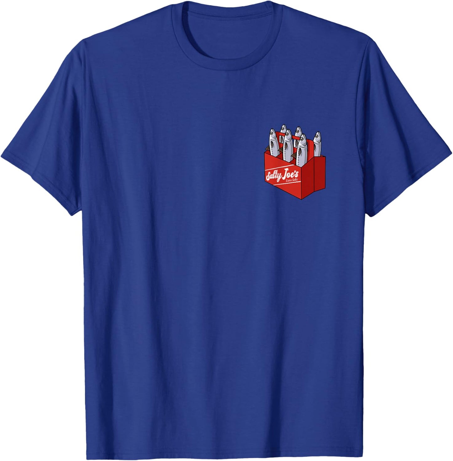 Salty Joe's Six Pack Sardines Logo Graphic T-Shirt - T-Shirt | Royal