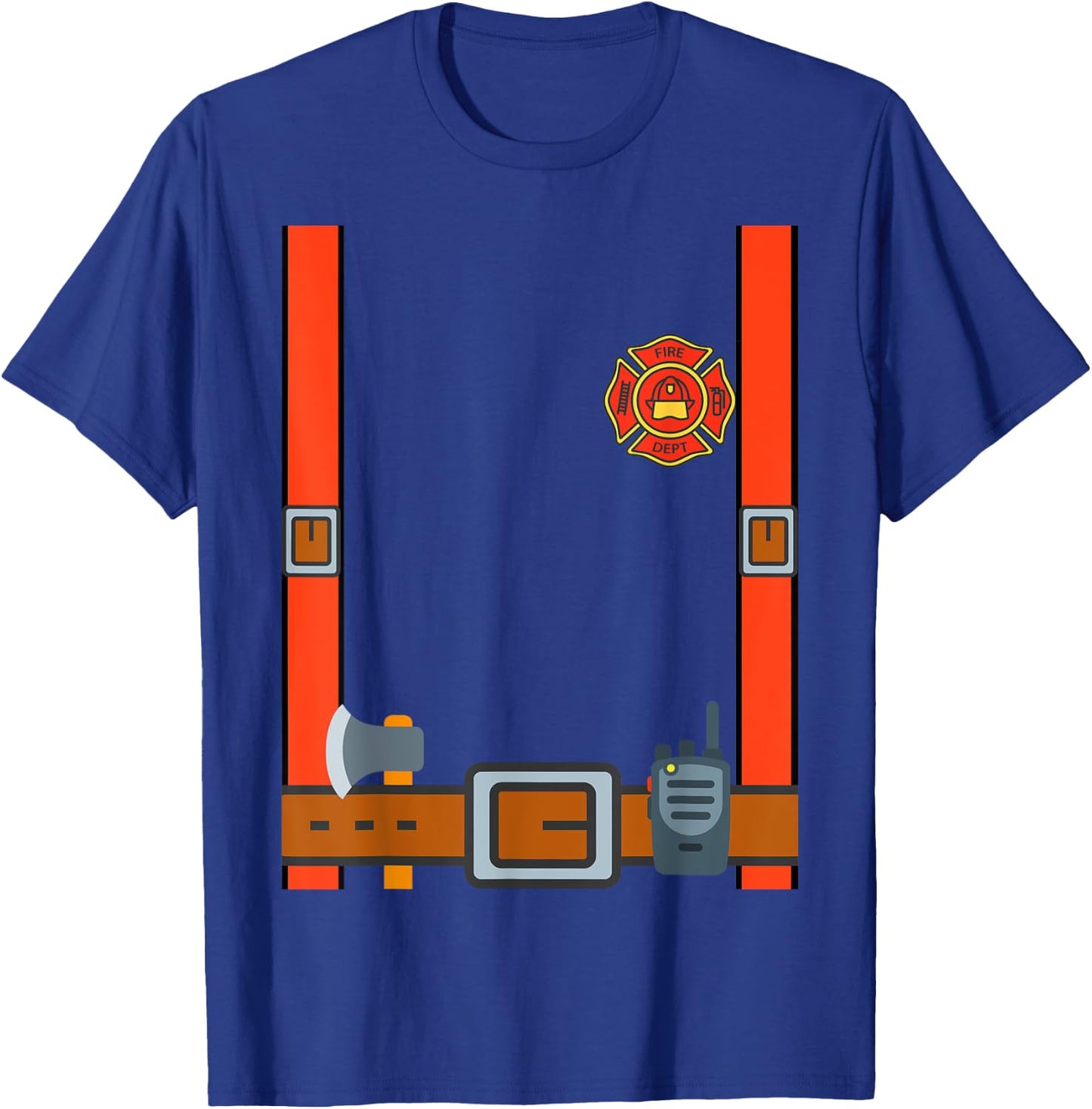 Fireman Halloween DIY Firefighter Uniform Costume Dressup T-Shirt - T-Shirt | Royal