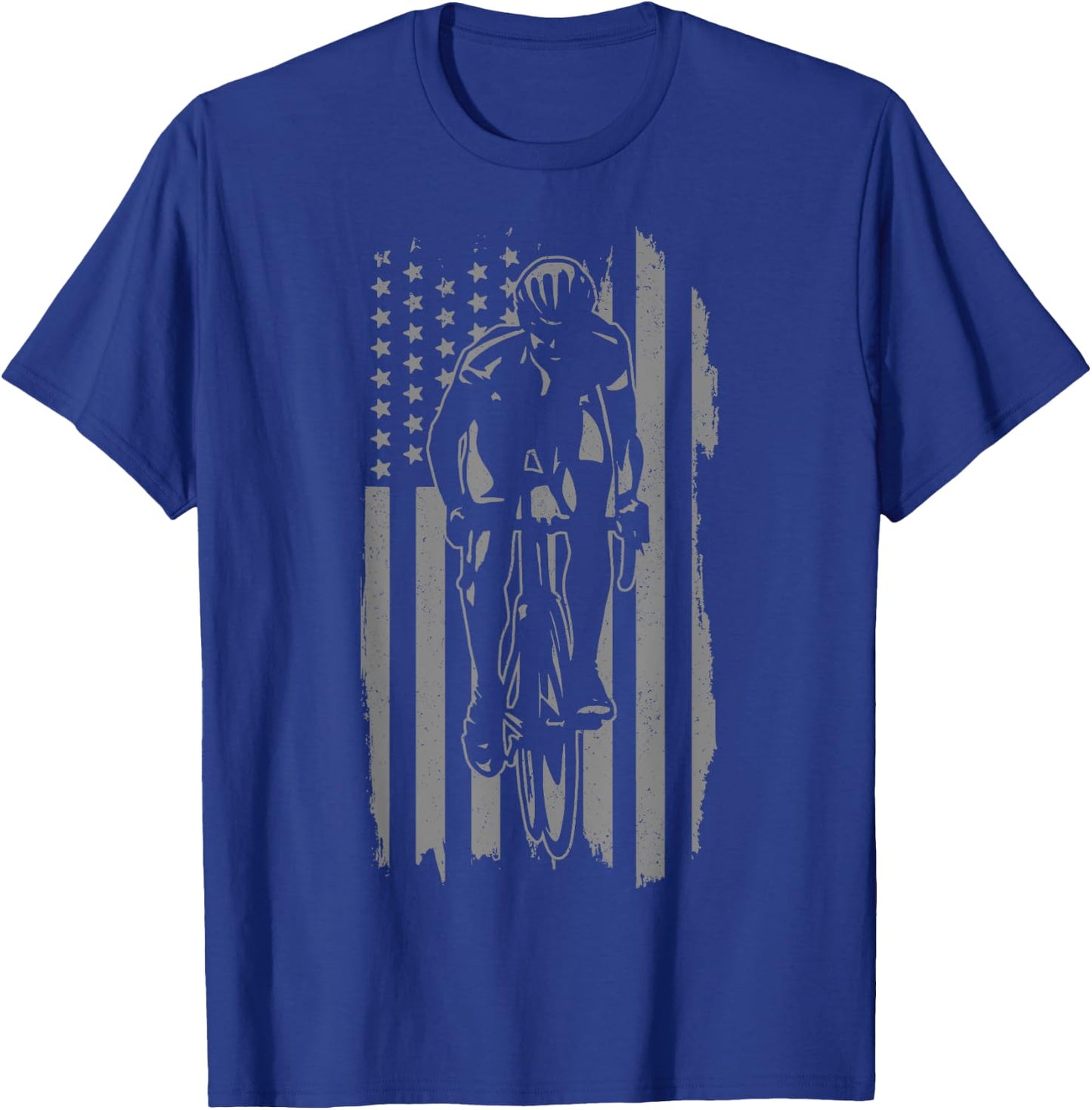 Road Bike Patriotic American Flag Bicycle Cycling Cyclist Men T-Shirt - T-Shirt | Royal