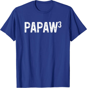 Third Time Papaw Again 3rd Power Baby Announcement T-Shirt - T-Shirt | Royal