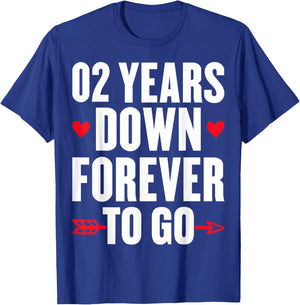 2 Years Down Forever To Go 2nd Anniversary 2 Years Marriage T-Shirt - T-Shirt | Royal
