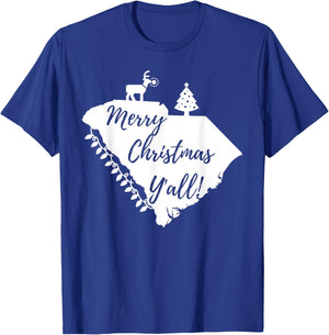 Merry Christmas Y'all! South Carolina T-Shirt - T-Shirt | Royal