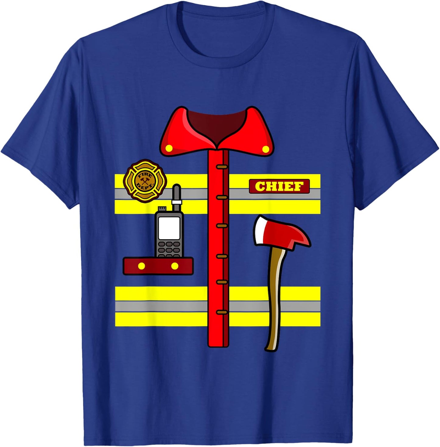 Adult Kids Halloween Fireman Firefighter Costume T-Shirt - T-Shirt | Royal