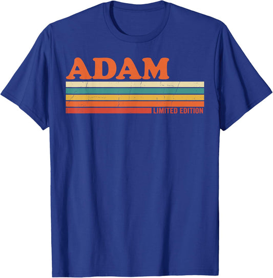 ADAM Retro Personalized First Name Vintage Stripes T-Shirt - T-Shirt | Royal